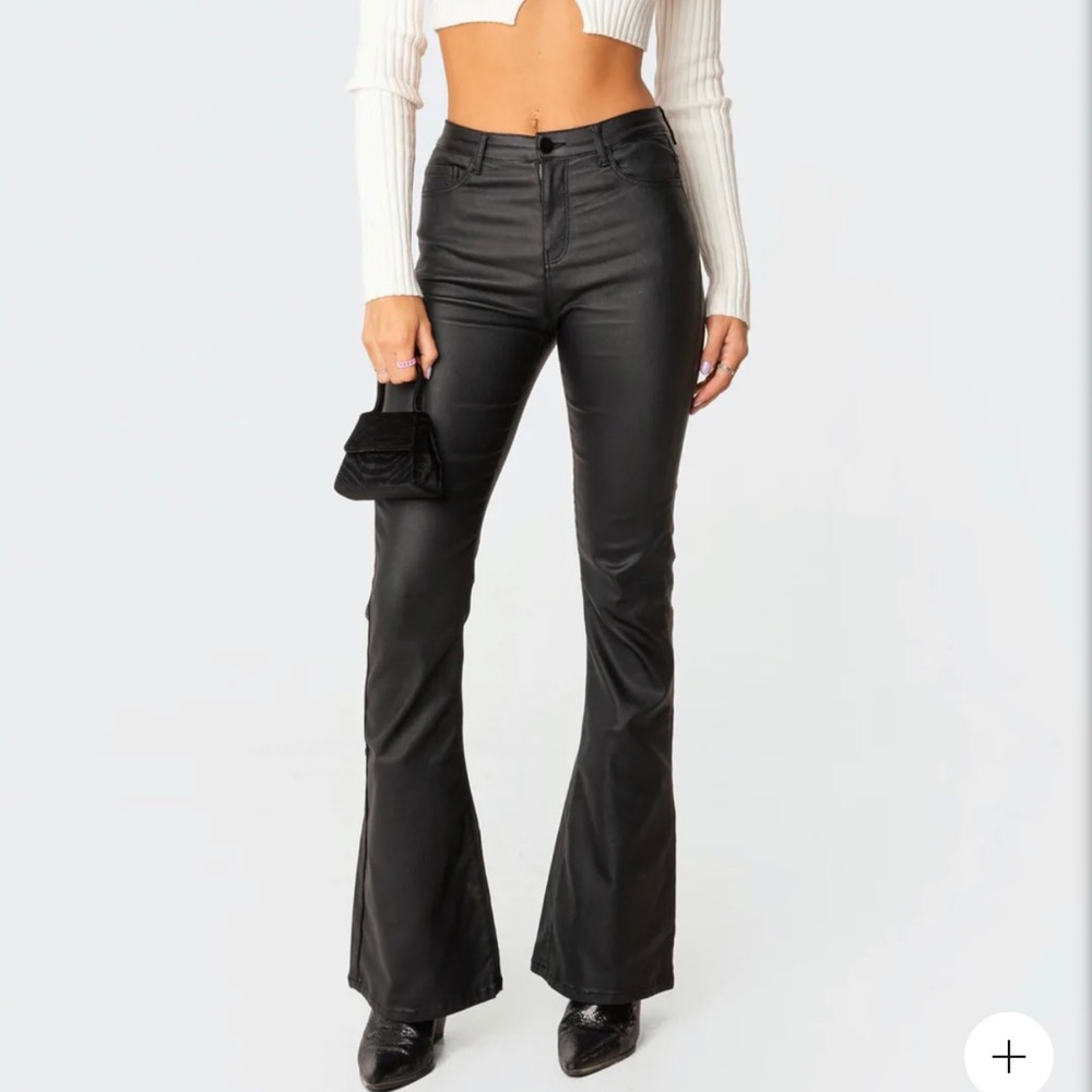 Edikted Luna Faux Black Leather Jeans/Pants